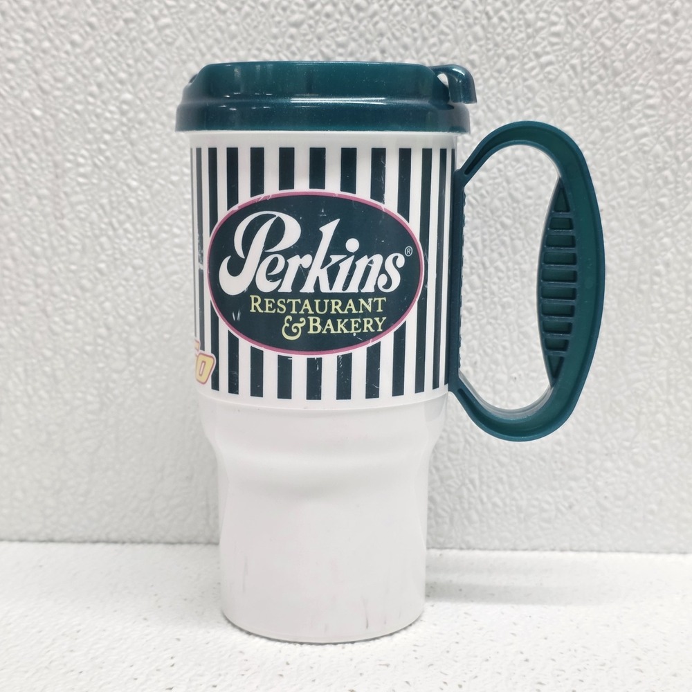 Vintage Perkins Family Restaurant To Go Plastic Travel Mug Cup With Lid
